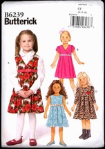 Unc Sz 4 5 6 Girls Raised Waist Dress Butterick 6239 Sewing Pattern Ches... - £5.58 GBP