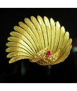 18kt GOLD Gubelin Fur Clip Genuine ruby Vintage pin hallmarked Swiss designer - £2,429.29 GBP