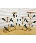 Unique 4 Tier Decorative Gold Painted Green Leaves Iron Candle Stand Holder - $63.43 CAD