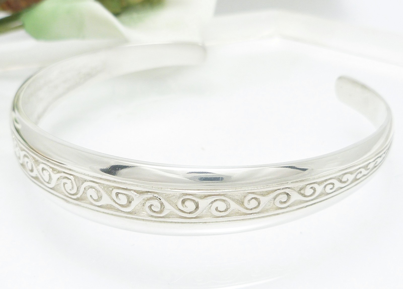Primary image for  Sterling Silver Newgrange Swirl Cuff Bracelet Average Size Wrist