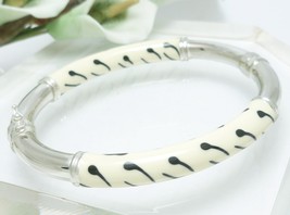  Sterling Enamel Zebra Print Bangle Bracelet Average Wrist Size 7 inch - $57.00