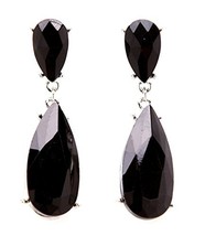 Black Wedding Earrings Double Teardrop Crystal Dangle Bridesmaids Auralee &amp; Co - £16.06 GBP