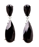 Black Wedding Earrings Double Teardrop Crystal Dangle Bridesmaids Aurale... - $19.97