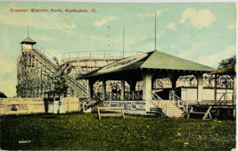 1911 Roller Coaster Kankakee IL Electric Park Cigar Ads Illinois Postcard - £19.37 GBP