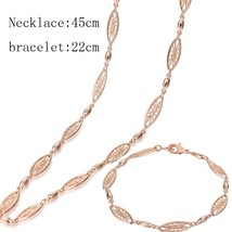 1 Set 6mm Women Necklace Chain 585 Rose Gold Color Plant Oval Bead Bracelet Set  - £18.51 GBP