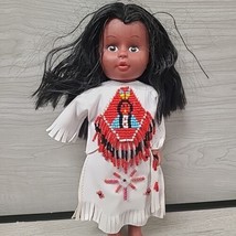 Vintage Native American Indian Souvenir 10&quot; Doll Beaded Outfit See Descr... - £6.29 GBP