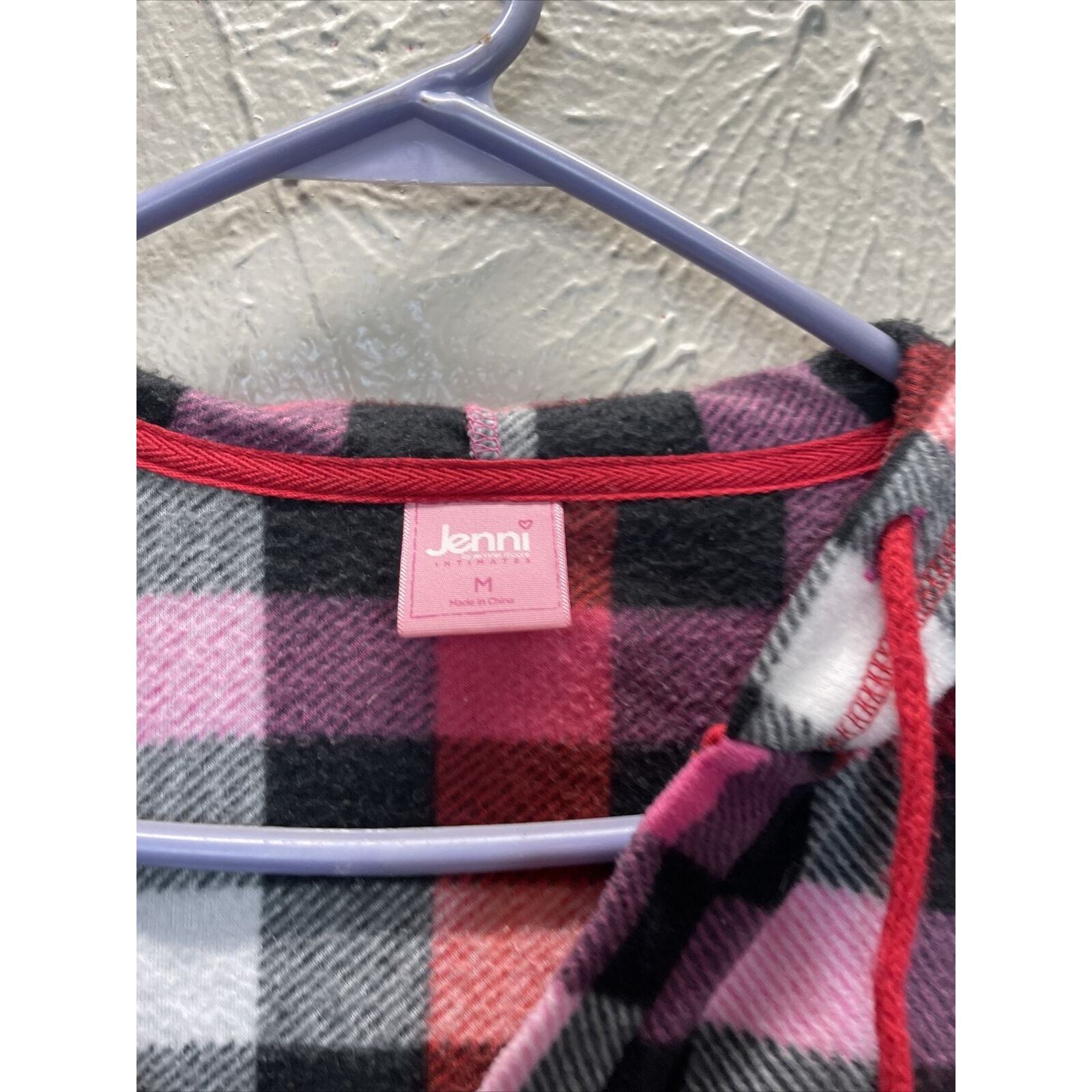 Jenni Intimates Womens Night Gown Multi Colored Plaid Hooded Size Medium Item image 3