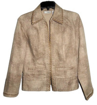 Chico&#39;s Platinum Womens Size 0 Jacket Blazer LS Speckled Brown Rhineston... - £19.97 GBP