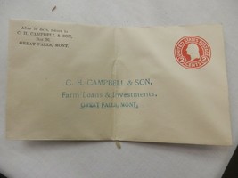 C H Campbell &amp; son Farm Loans Great Falls Montana envelope 2 cent circa 1910  - £8.01 GBP