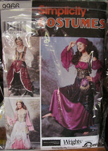 Pattern 9966 Misses Sz 6-12 Gypsy, Medieval Costumes Renn Faire, Renaissance - £7.85 GBP
