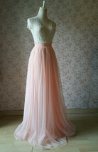 Blush Pink Floor Length Tulle Skirt Outfit Bridesmaid Custom Size Tulle Skirt image 2