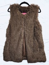 Betsey Johnson Women&#39;s Sz S Brown Faux Fur Vest Lined Furry Shaggy Soft Boho - £20.59 GBP