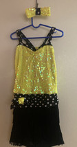 Weissman Dance Costume Girls Child Large Yellow &amp; Black W/ Fringe Bottom... - £7.58 GBP