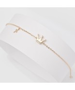 Crown Bracelet-Star Crown Bracelet-Queen Bracelet-14K Gold Charm Bracelets - €304,61 EUR
