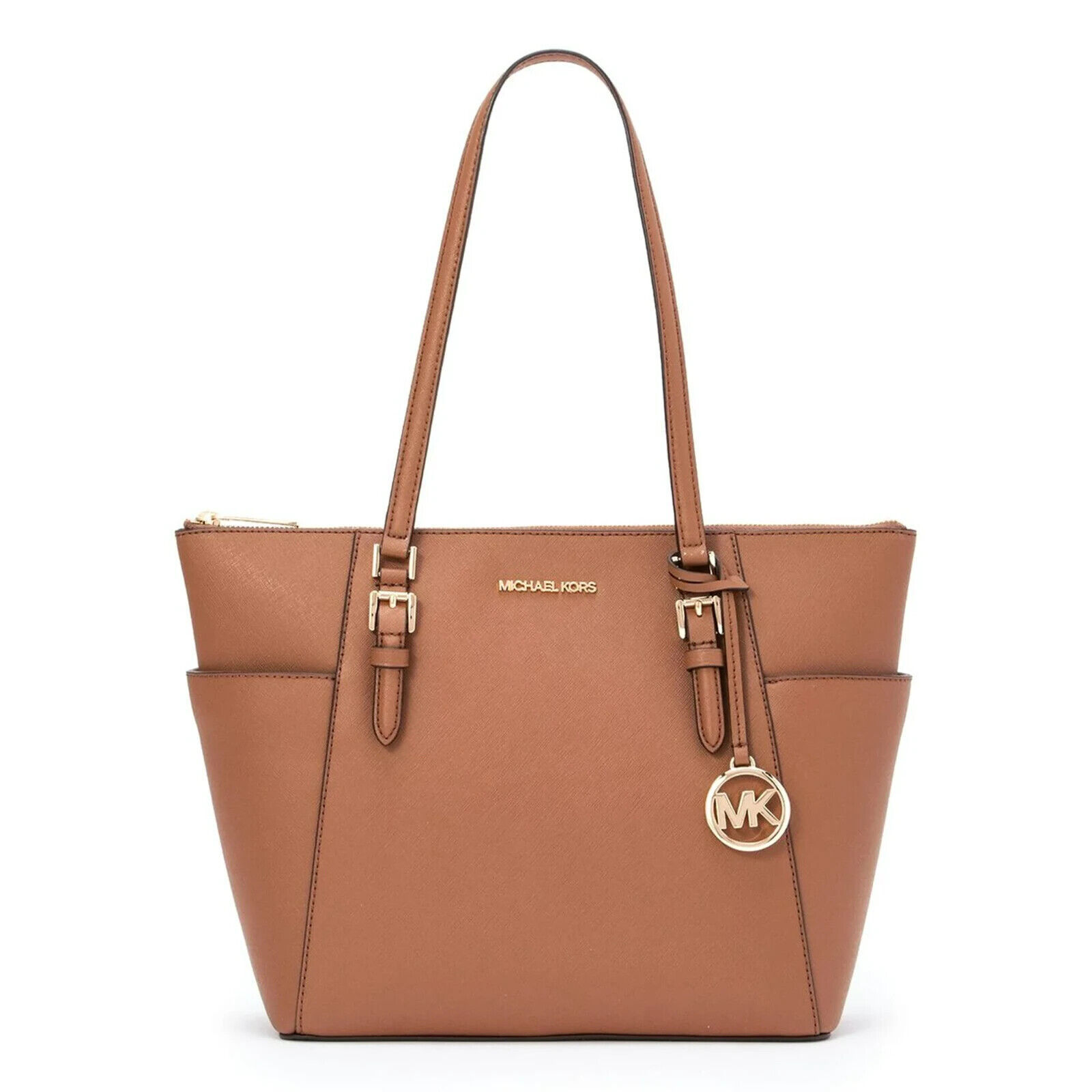 Michael Kors Charlotte Large Tote Brown Saffiano Leather 35TOGCFT7L NWT $448 F