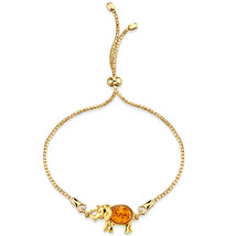 Sterling Silver Gold Tone Baltic Amber Elephant Adjustable Bolo Bracelet - £68.73 GBP