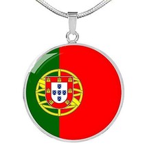 Express Your Love Gifts Portugal Flag Necklace Portugal Flag Engraved 18k Gold 1 - £54.76 GBP