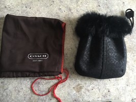 NEW! Coach Black Real Fur Trim Wristlet Bag Purse # 7176 - £110.01 GBP