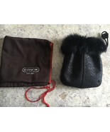 NEW! Coach Black Real Fur Trim Wristlet Bag Purse # 7176 - £111.49 GBP