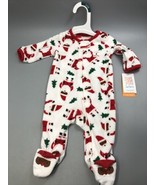 Just One You Carter&#39;s Fleece Santa Bodysuit  Footed Sz 3M My First Chris... - £7.76 GBP