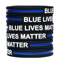 100 Child Blue Lives Matter Thin Blue Line Silicone Wristbands in Support Mem... - £40.08 GBP