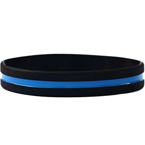 100 Child Size Thin Blue Line Silicone Wristbands in Support Memory Police Of... - $58.79