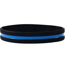 100 Child Size Thin Blue Line Silicone Wristbands in Support Memory Police Of... - £46.99 GBP