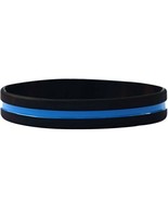 100 Child Size Thin Blue Line Silicone Wristbands in Support Memory Poli... - £47.13 GBP