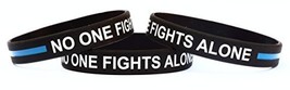 1 No One Fights Alone Wristband Bracelet with Thin Blue Line [Jewelry] - £2.25 GBP