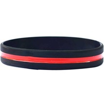 An item in the Sporting Goods category: 100 Thin Red Line Silicone Wristbands in Support Memory Police Officer [Jewelry]