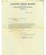 HANOVER STEAM BAKERY (Hanover PA) vintage signed letter dated July 26 1932 - £7.75 GBP