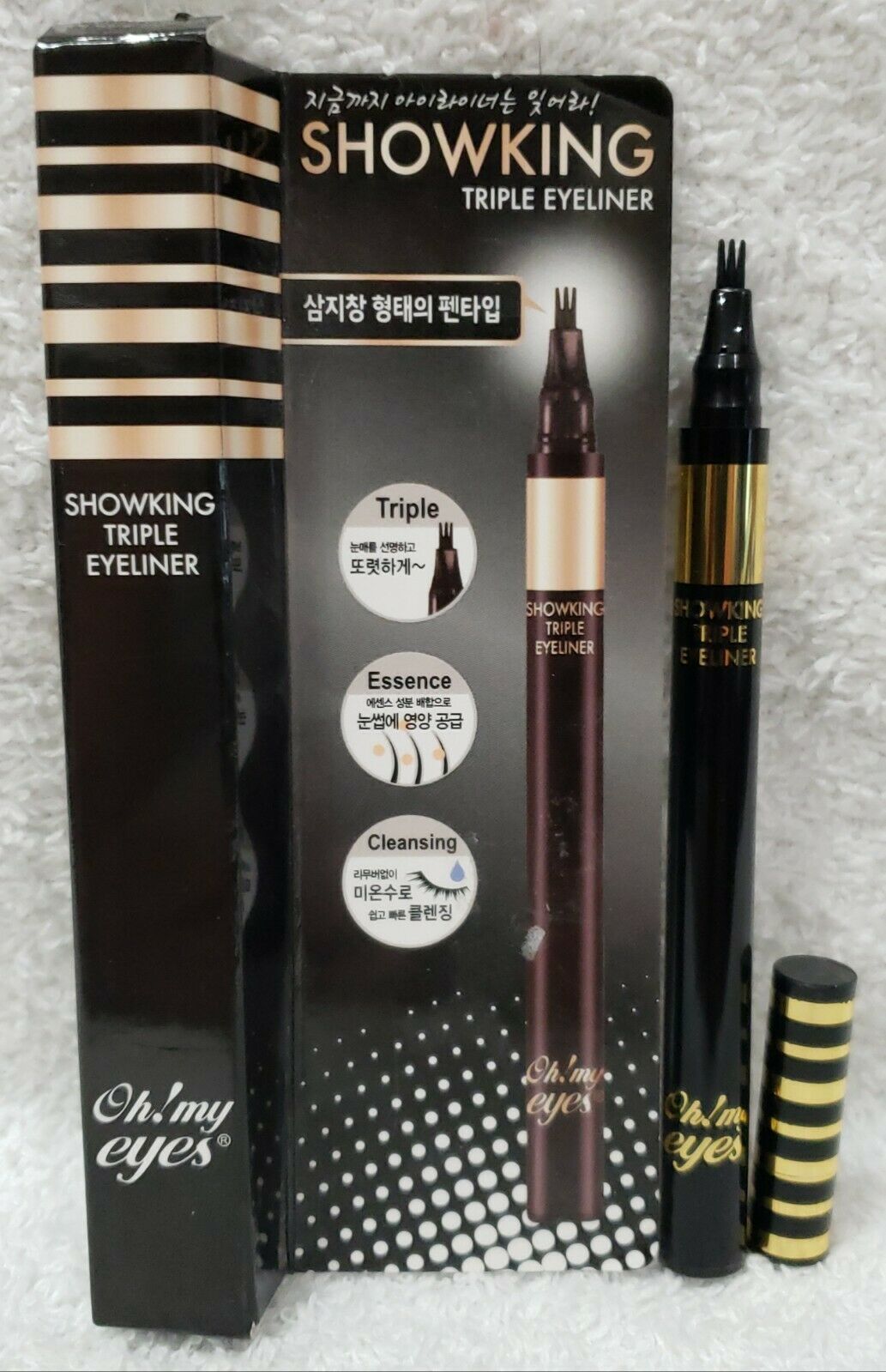 Oseque Showking TRIPLE LIQUID EYELINER BLACK Oh&#39; My Eyes Cleaning Eyes .... - $14.84