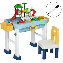 6 In 1 Kids Activity Table Set W/ Chair Toddler Luggage Building Block T... - $116.69