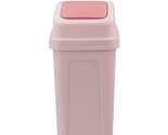 Plastic Swing Lid Trash Can, Garbage Can With Swing-Top Lid, 1-Pack, Pink - $39.99