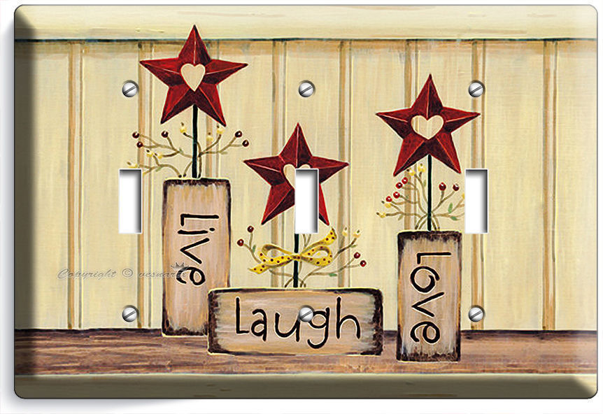 LIVE LAUGH LOVE TRIPLE LIGHT SWITCH WALL PLATE KITCHEN DECOR LIVING ROOM BEDROOM