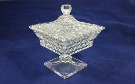 Vintage Fostoria American Clear Pressed Glass 8 1/4&quot; Small Wedding Bowl and Lid - £70.76 GBP
