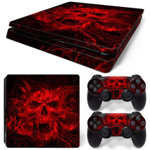 For PS4 Slim Skin Console &amp; 2 Controllers Red Skull Vinyl Decal Wrap - $13.97