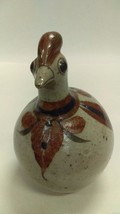 Vintage hand painted folk art pottery chicken signed - $34.65