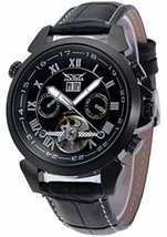 Mens Automatic-self-wind Tourbillon Calendar Stainless Steel All Black Watch - £75.93 GBP