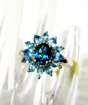 London Blue Topaz Oval &amp; Blue Topaz Marquise Ring, Platinum / SS, Size 9, 2.90CT - £36.07 GBP