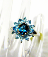 London Blue Topaz Oval &amp; Blue Topaz Marquise Ring, Platinum / SS, Size 9... - $61.73 CAD