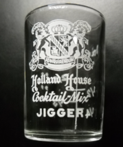 Hazel Atlas Holland House Cocktail Mix Jigger Glass Clear Glass with Whi... - $7.99