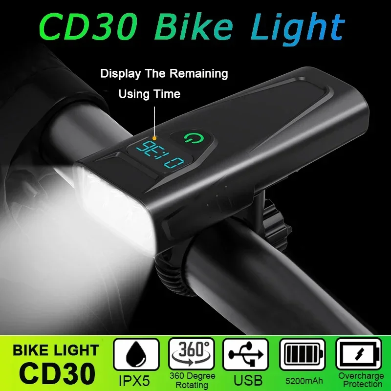 JLETOLI Waterproof Bike Headlight USB Rechargeable Bicycle Light Front Cycling - £15.71 GBP