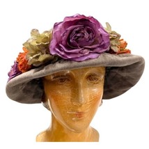 VTG 1980s–90s  Garden Party Cloche Hat Silk Floral Trim Romantic Cottage... - $64.30