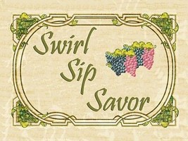 Swirl Sip Savor Wine Alcohol Merlot Chardonay Liquor Spirits Metal Sign - £18.92 GBP