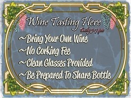Wine Tasting Here Alcohol Merlot Chardonay Liquor Spirits Metal Sign - $23.95