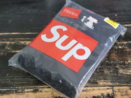 Supreme x Hanes 3 Tagless Black/Red Box Logo T-Shirts Undershirt Men Size - £56.12 GBP