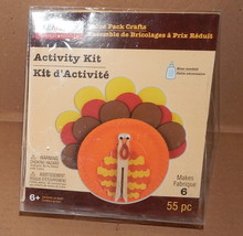 Thanksgiving 3D Structure Foam Turkey Kids Craft Kit Makes6ea 55pc 7&quot; x 6&quot; 6+70W - £9.55 GBP