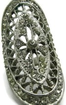 Woman Ring Vintage Costume Rhinestones Silver Tone Fashion Lady size 5 1... - £11.66 GBP