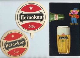 Heineken Beer Booklet Round Postcard Folder and Coaster 1963 - $17.82